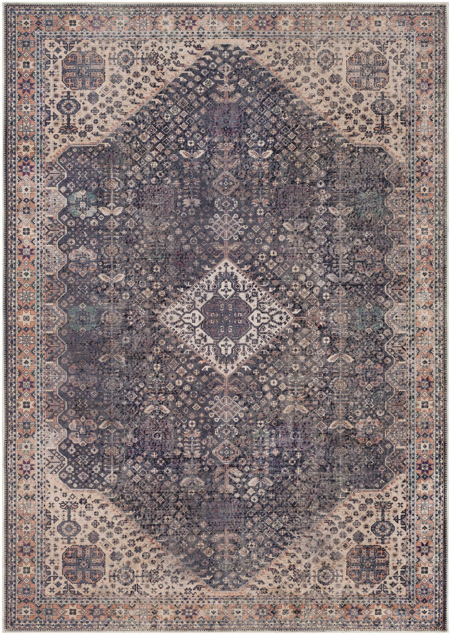 Kittrell Brown Medallion Washable Rug - Clearance