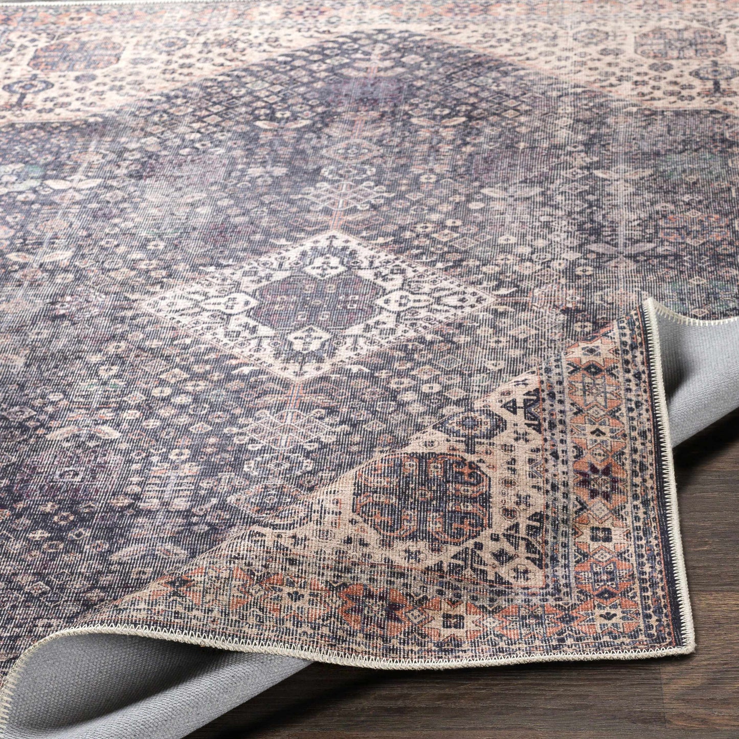 Kittrell Brown Medallion Washable Rug - Clearance