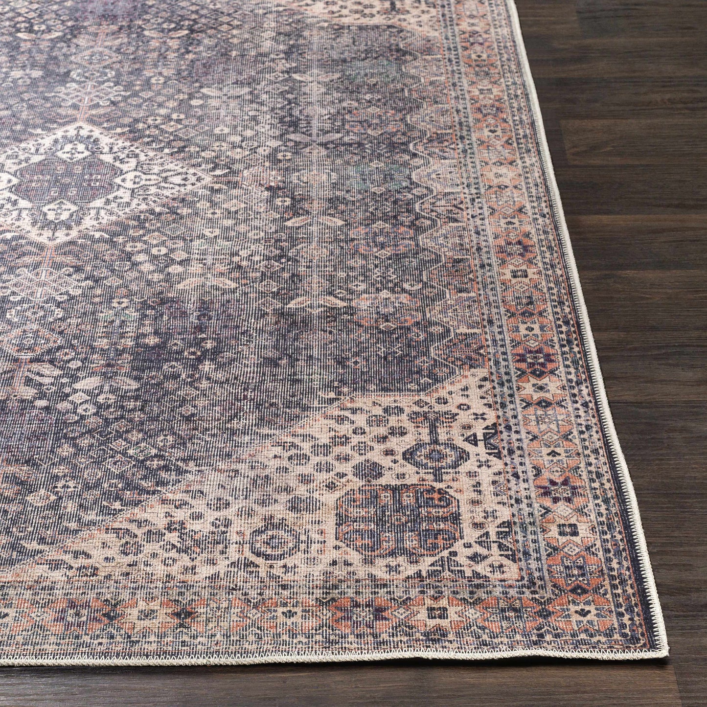 Kittrell Brown Medallion Washable Rug - Clearance