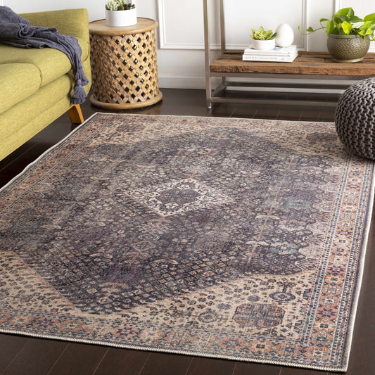 Kittrell Brown Medallion Washable Rug - Clearance