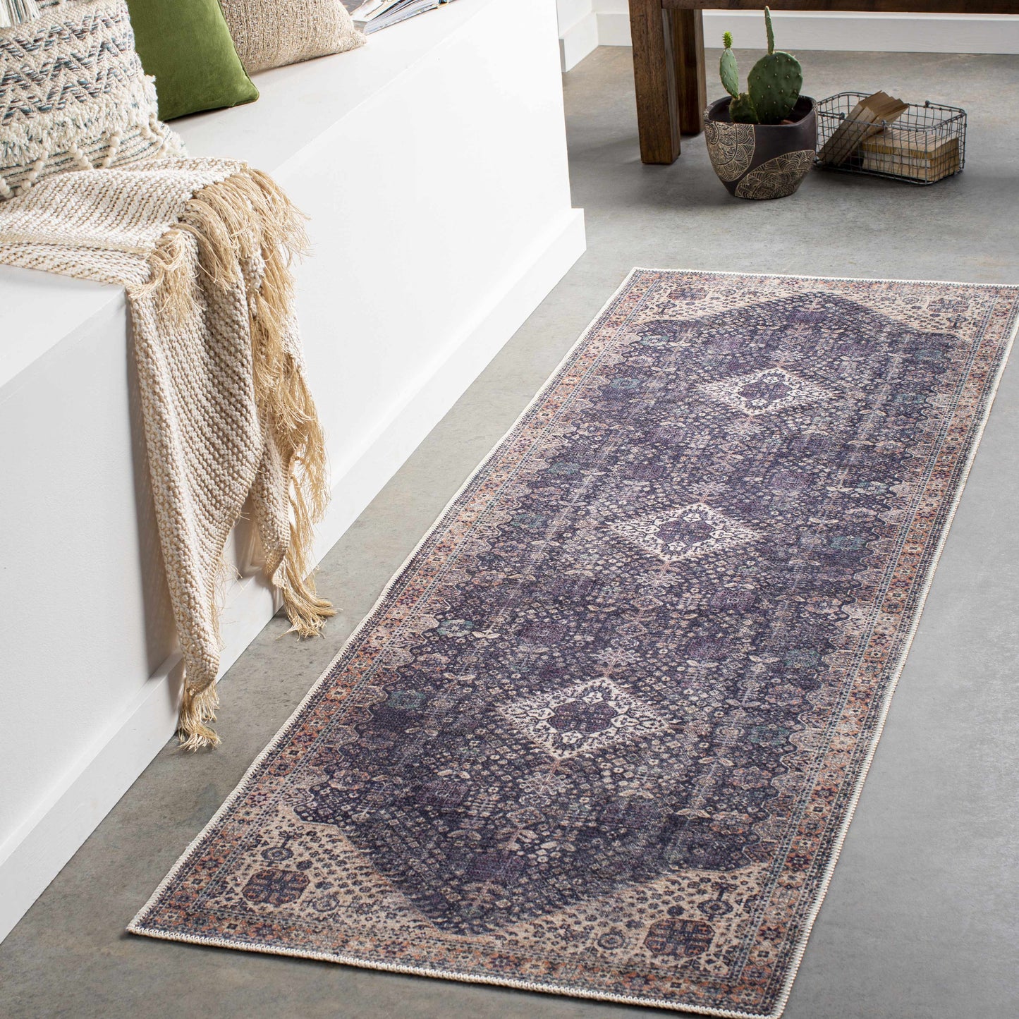 Kittrell Brown Medallion Washable Rug - Clearance