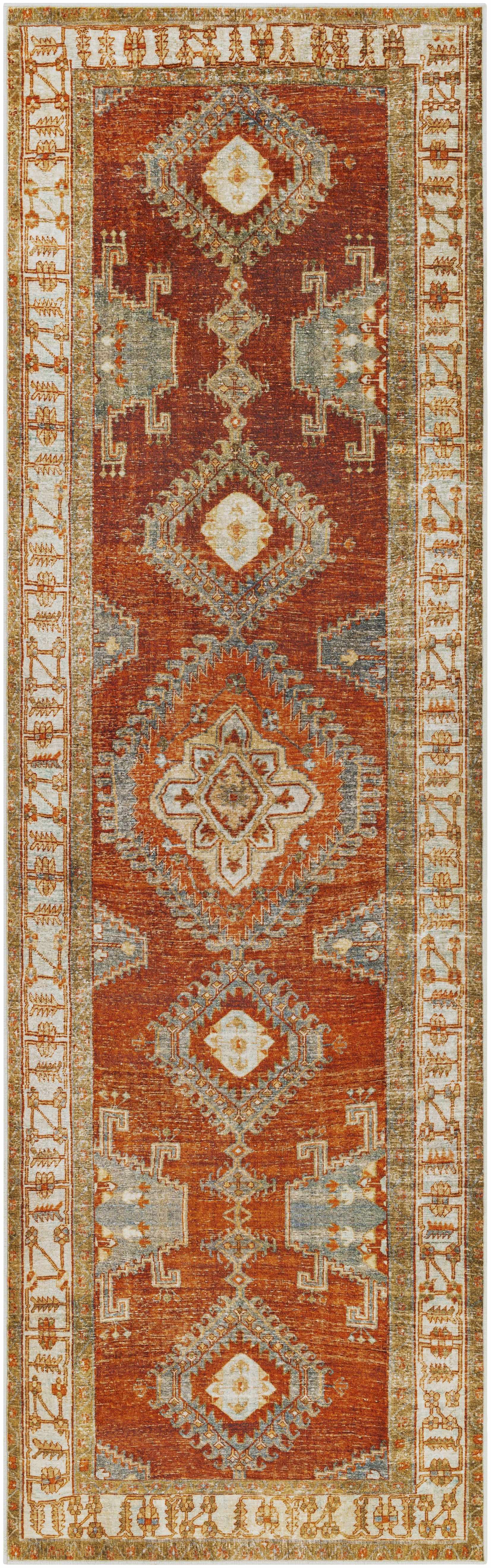 Kullar Orange Washable Area Rug