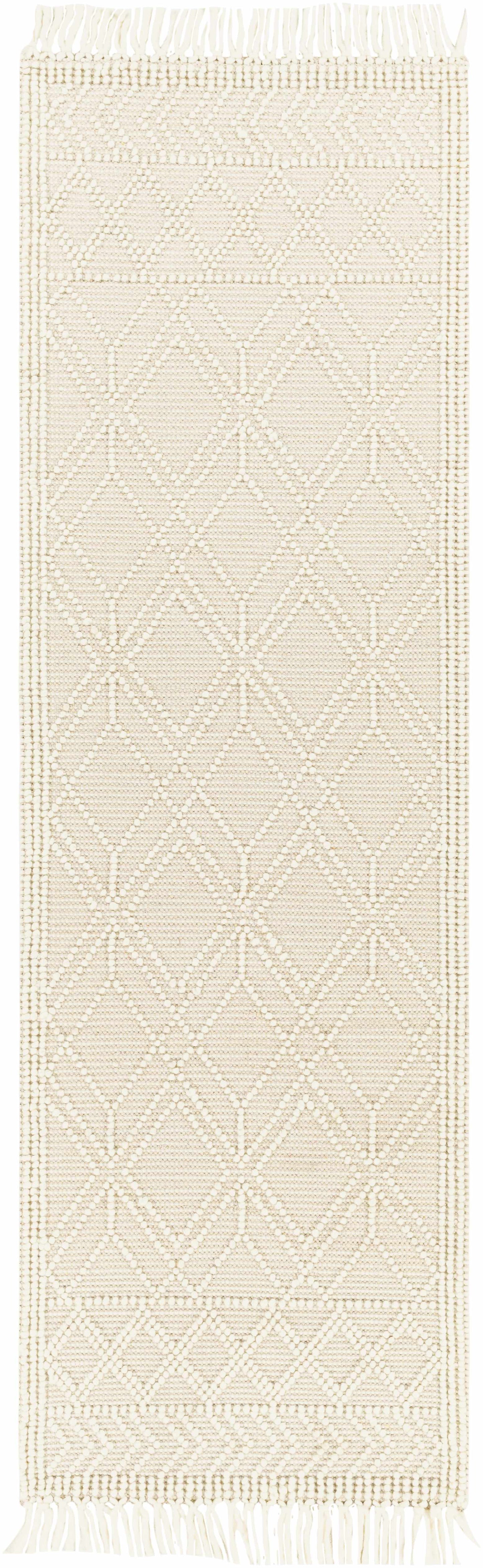 Ramsbury Beige Trellis Wool Rug