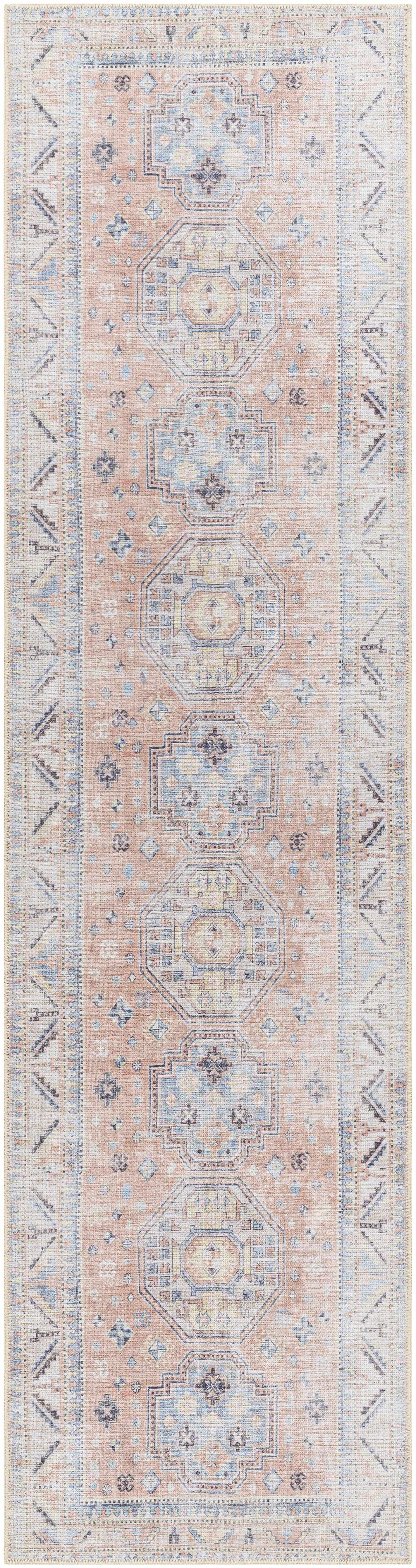 Morcott Peach Washable Area Rug