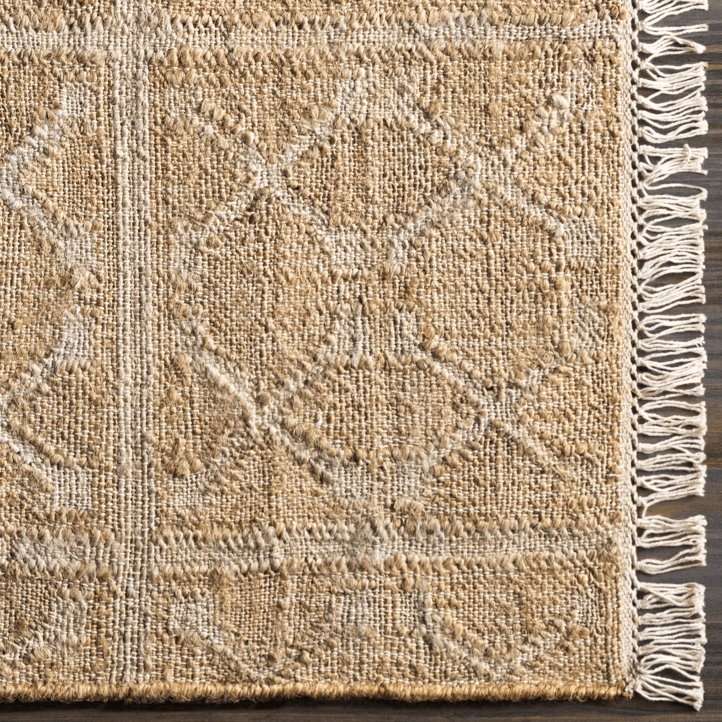 Rice Handcrafted Fringed Jute Carpet