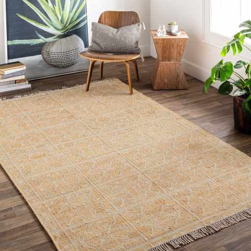 Rice Handcrafted Fringed Jute Carpet