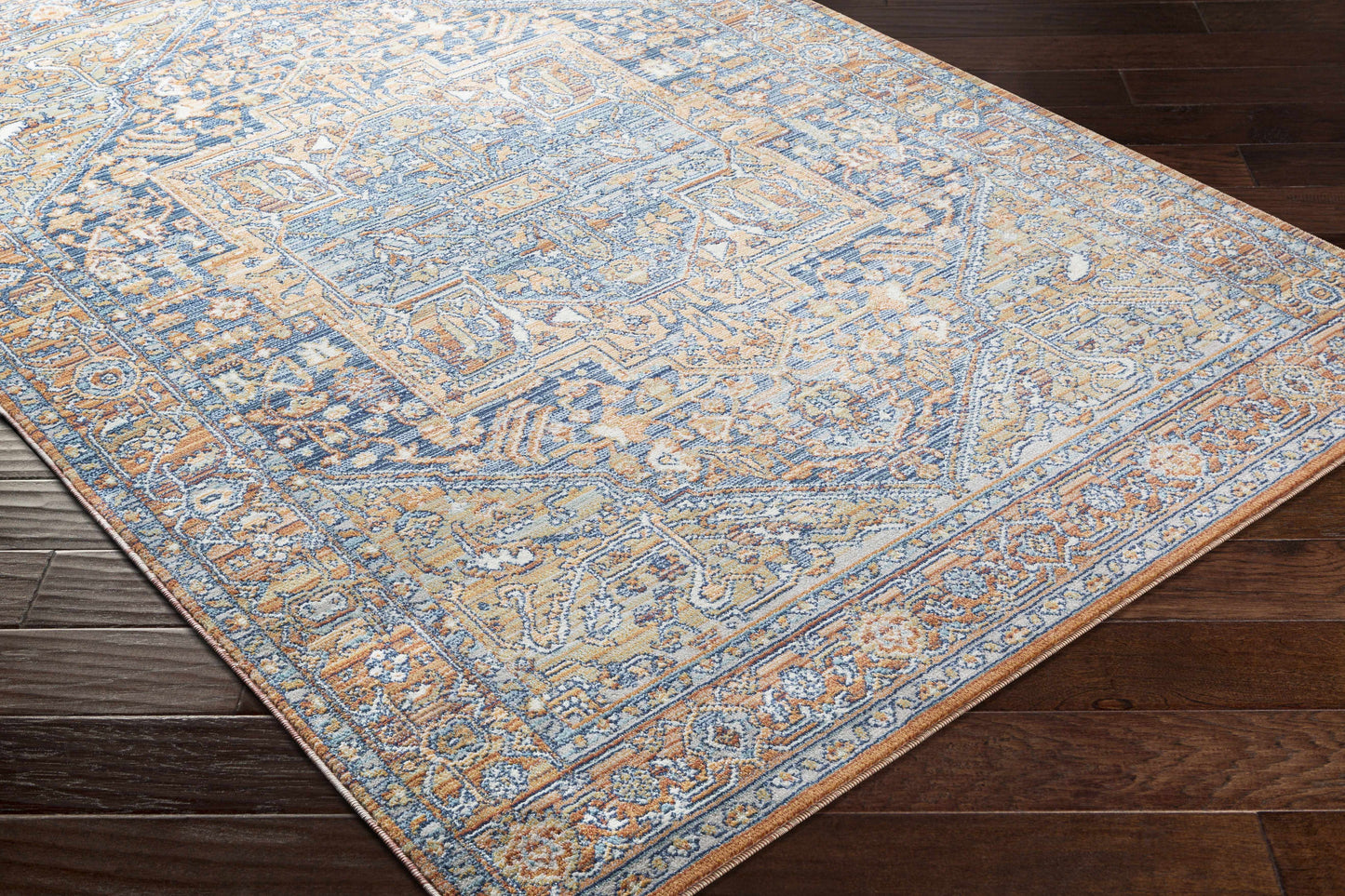 Ripponlea Blue&Orange Medallion Rug