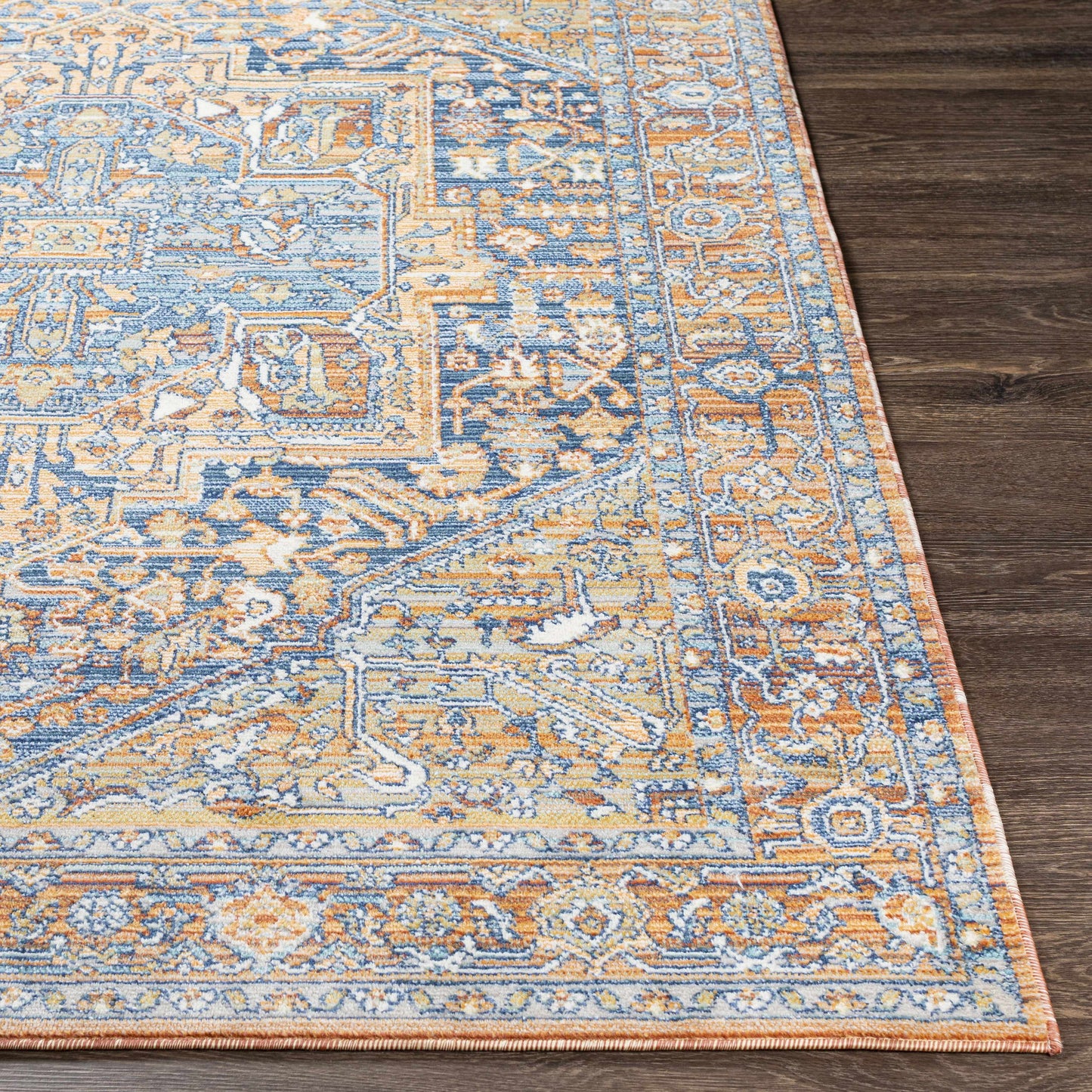 Ripponlea Blue&Orange Medallion Rug