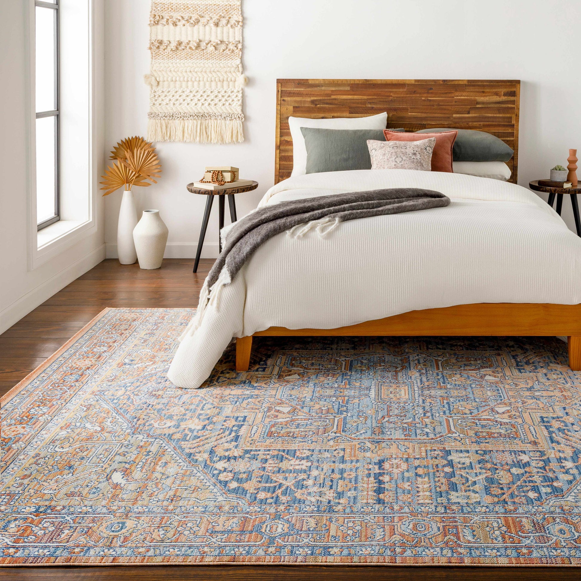 Ripponlea Blue&Orange Medallion Rug