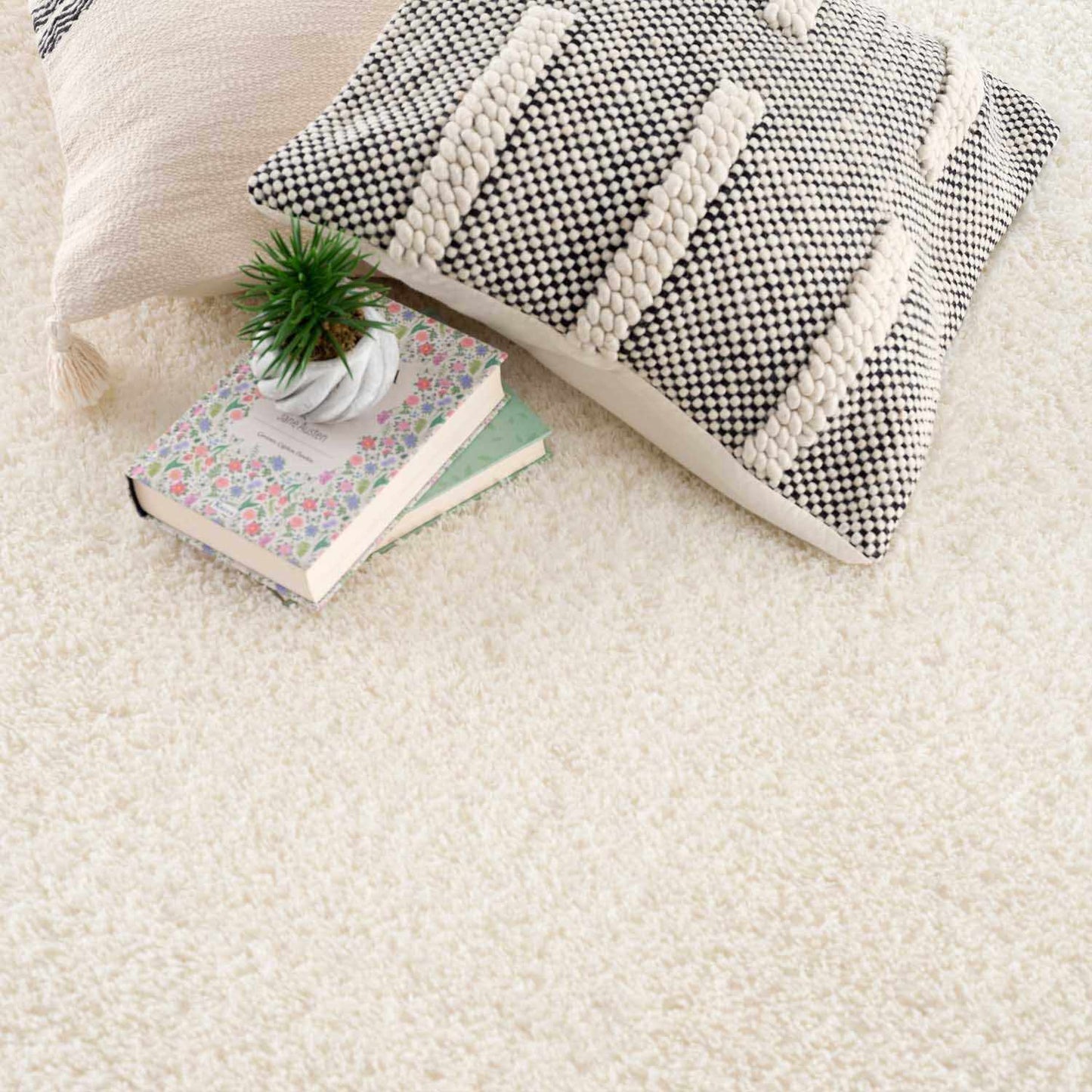 Heavenly Solid Cream Plush Rug