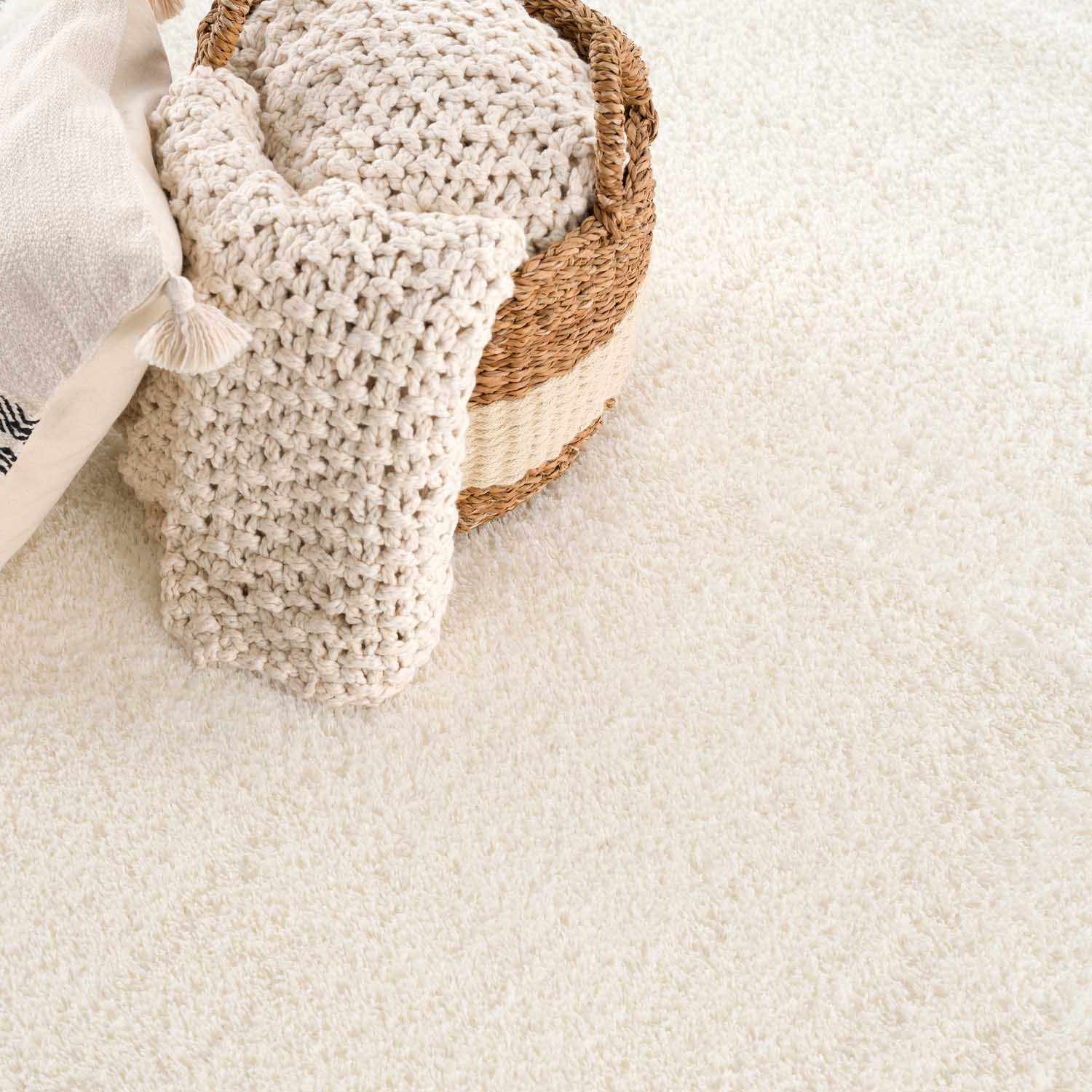 Heavenly Solid Cream Plush Rug