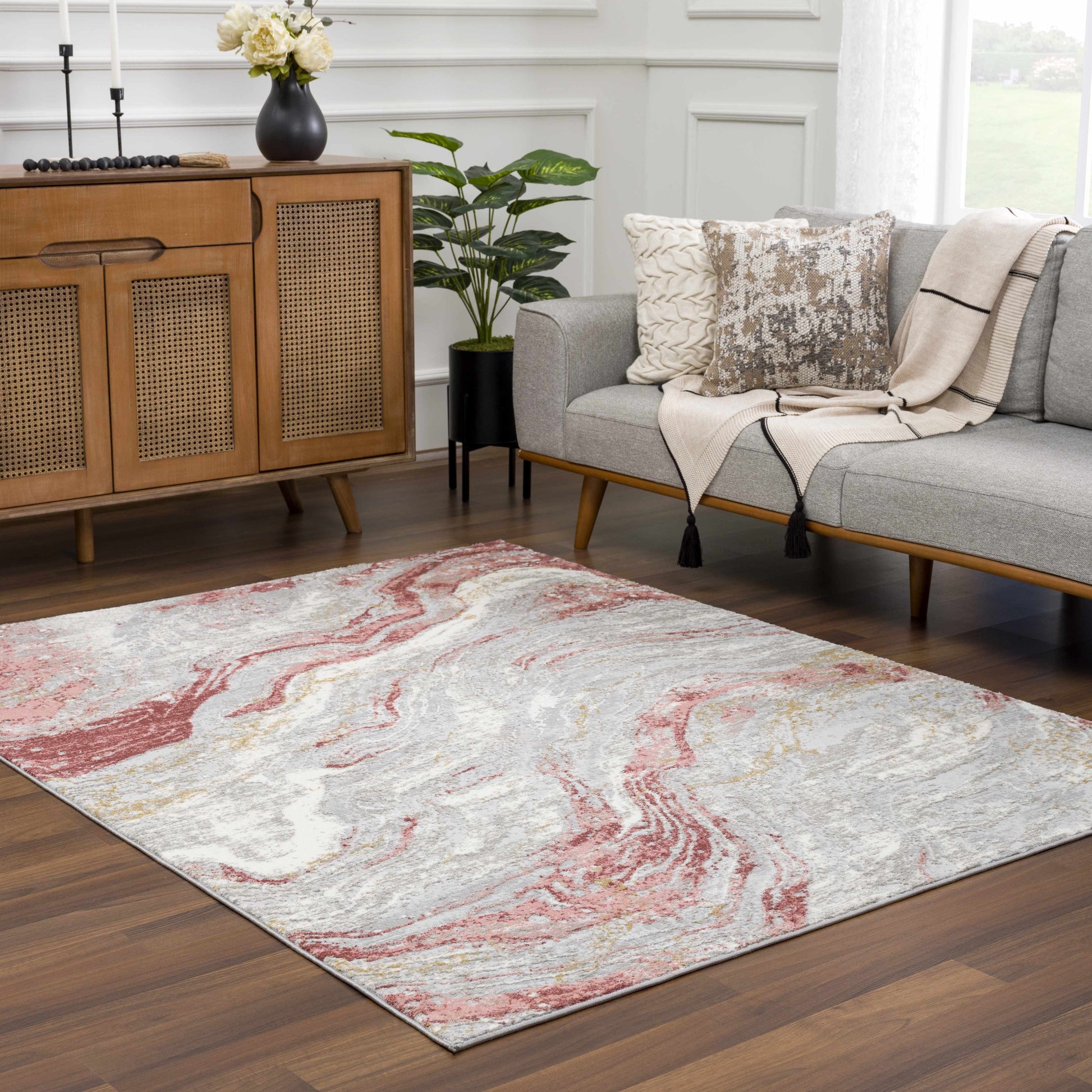 Lively Marble Pink Area Rug