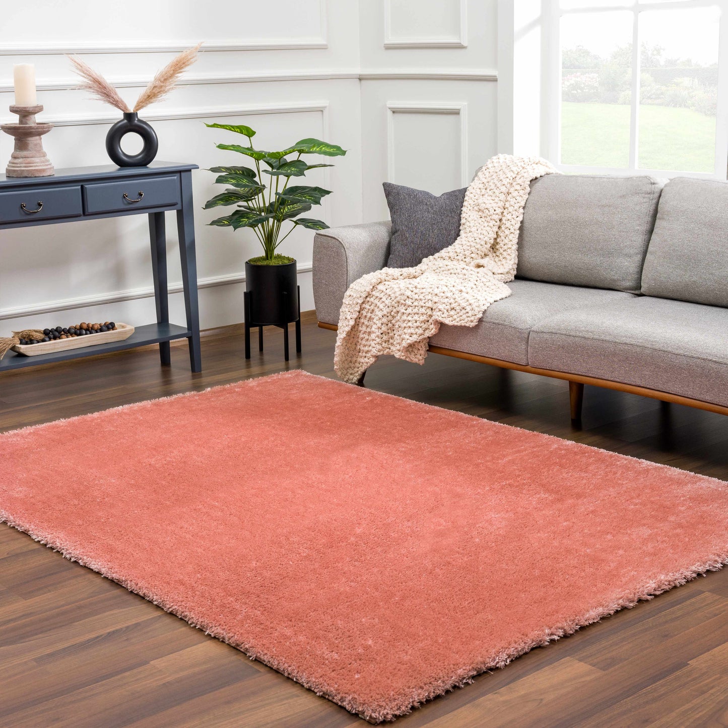 Heavenly Solid Pink Plush Rug - Clearance