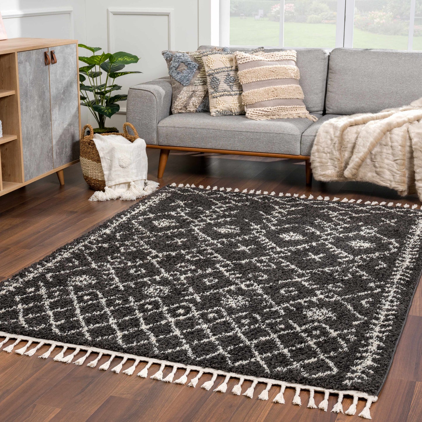 Black Godalming Shag Rug - Clearance