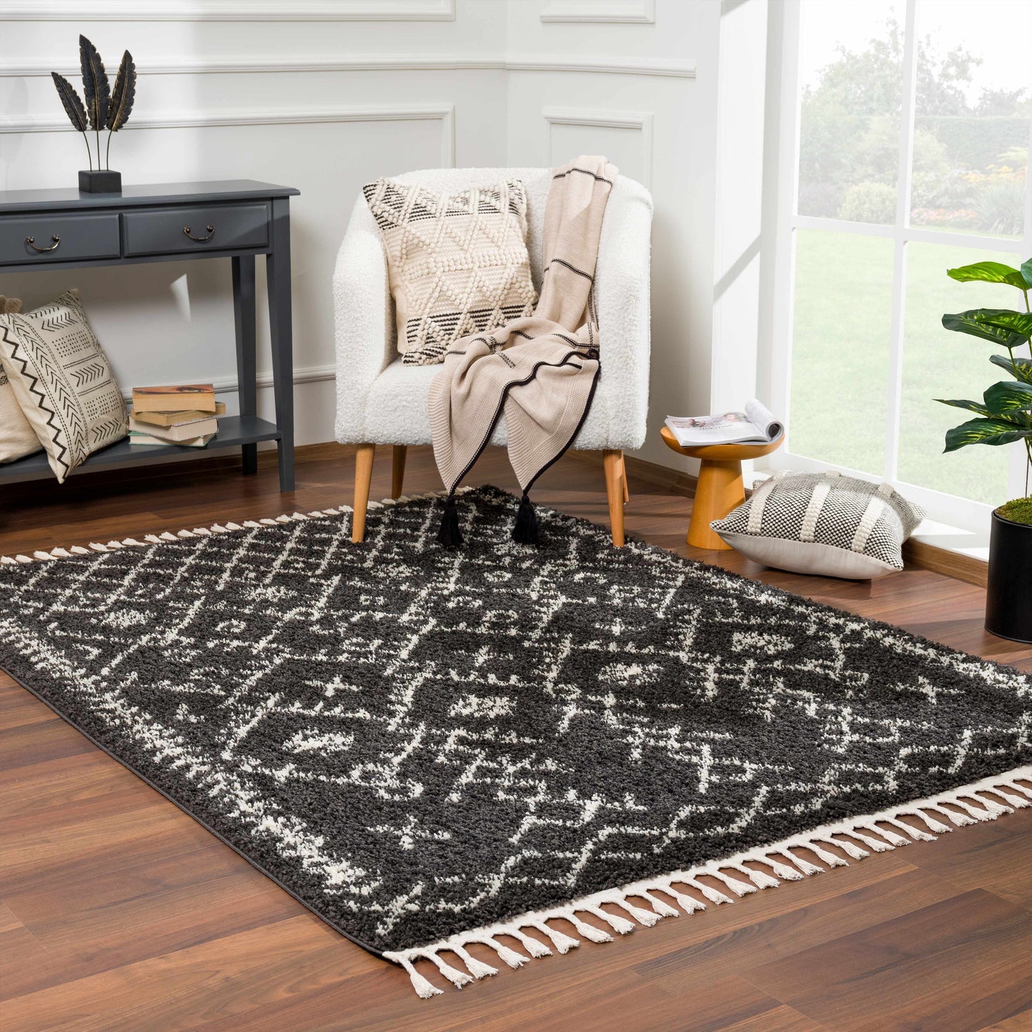 Black Godalming Shag Rug - Clearance