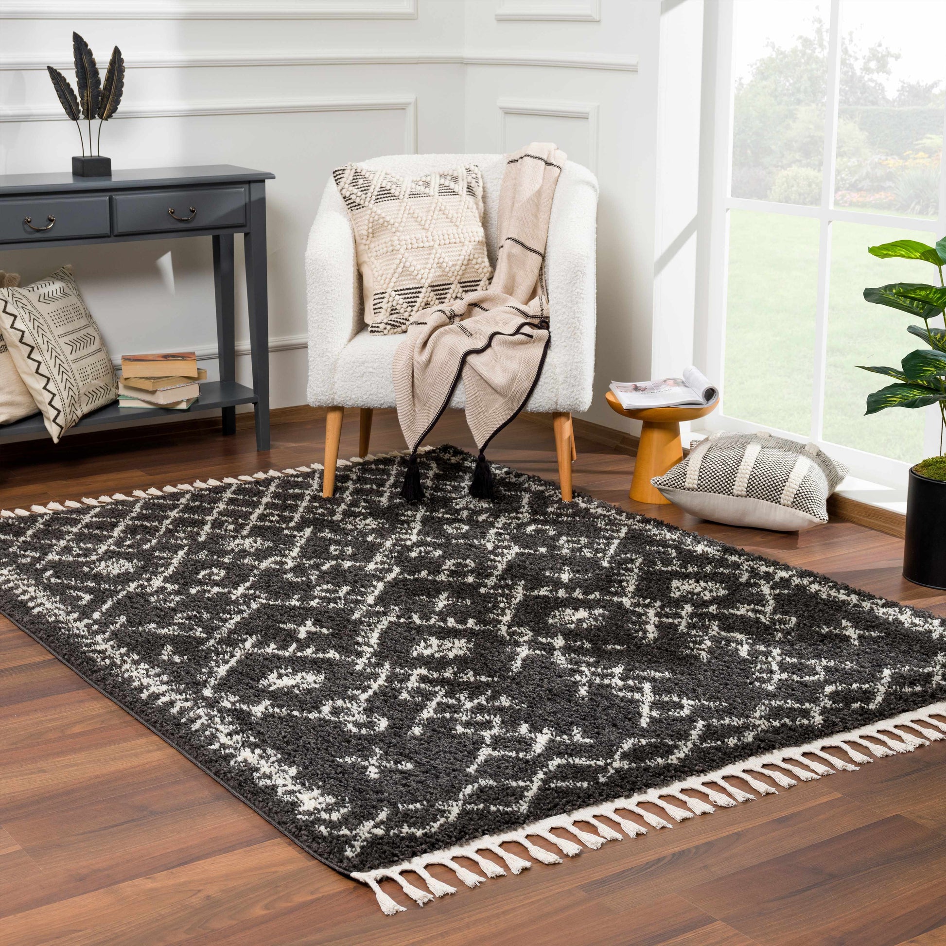 Black Godalming Shag Rug - Clearance