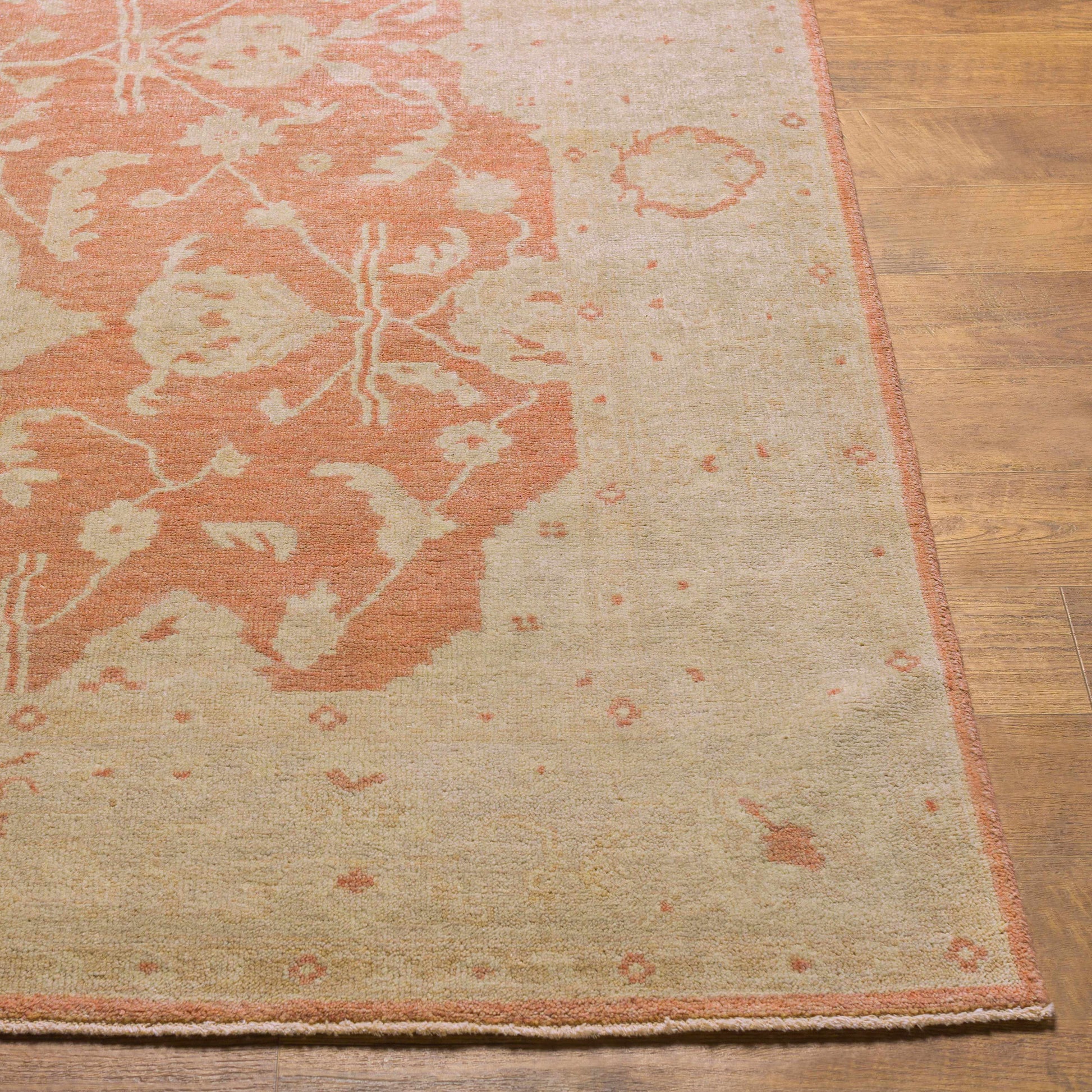 Premium Peach Pink Handmade Wool Rug