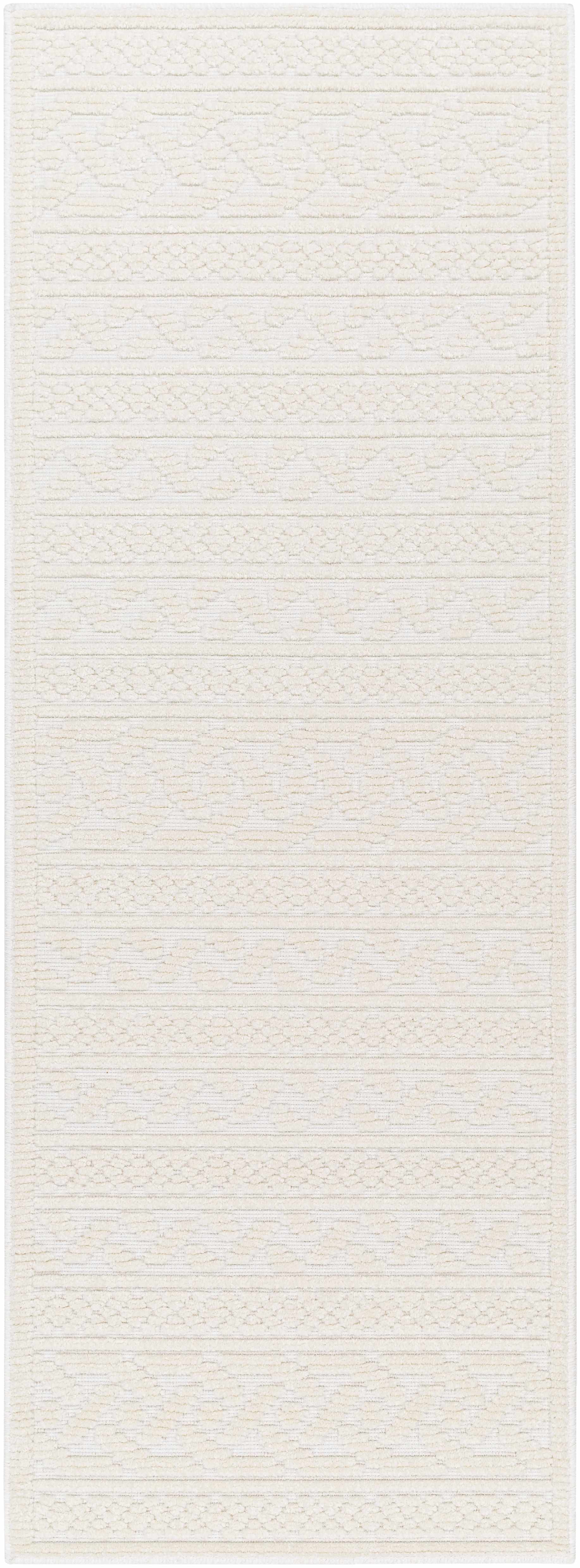 Fadey White Textured Washable Rug