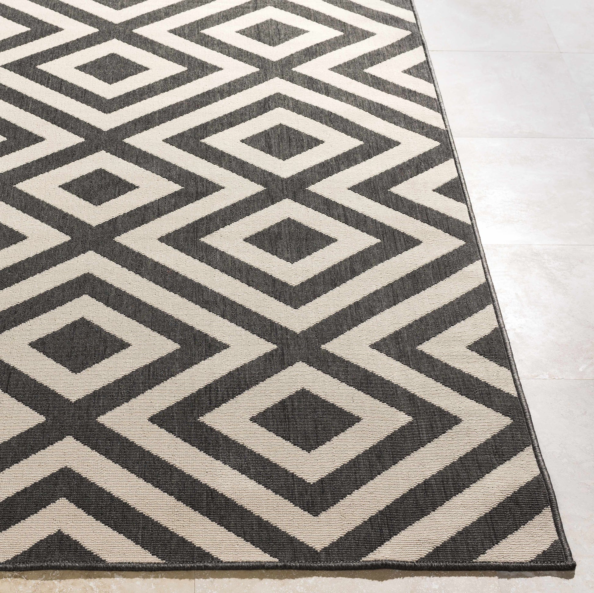 Spilsby Black Trellis Outdoor Rug