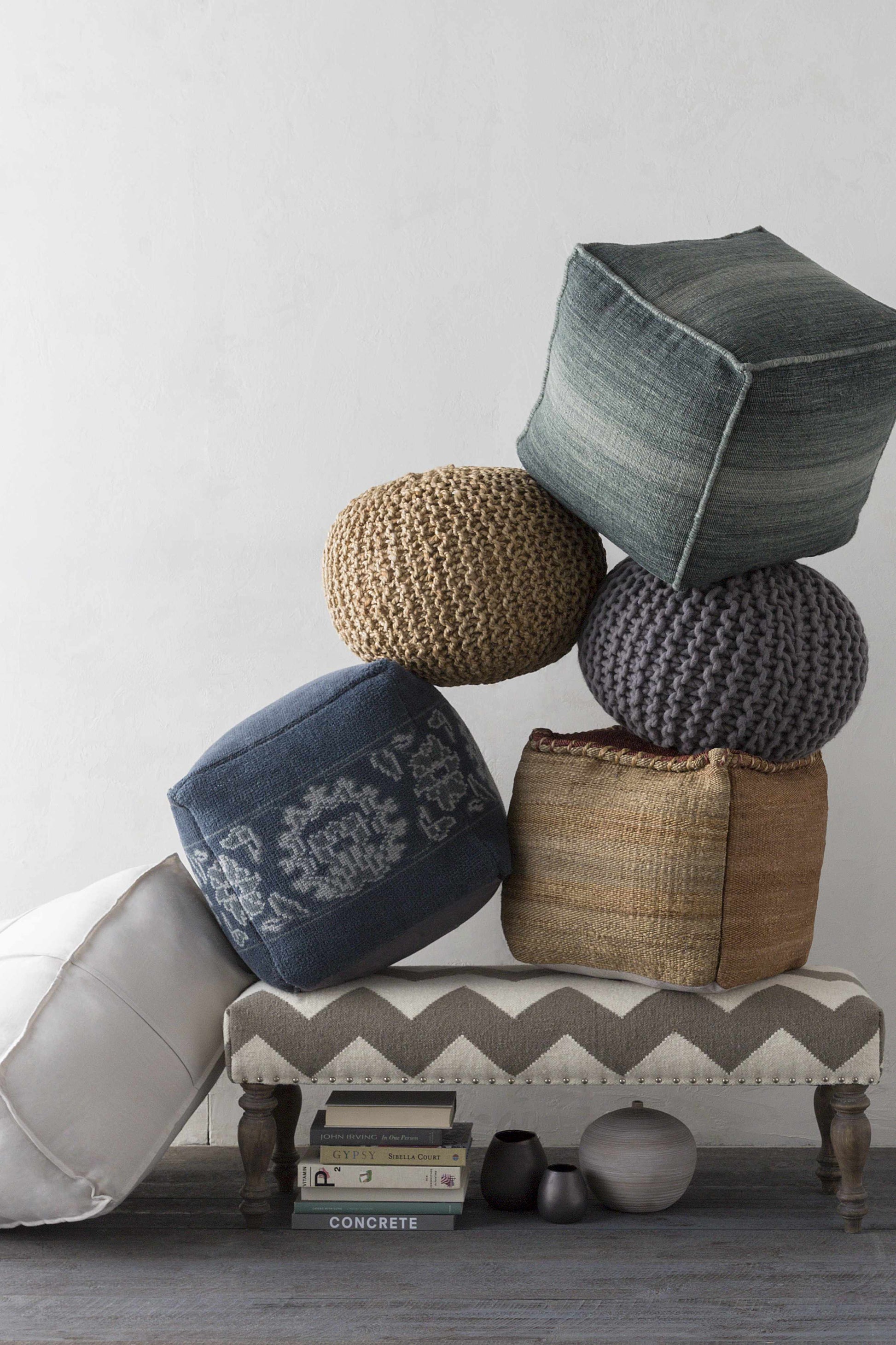 Merrittstown Knitted Jute Pouf