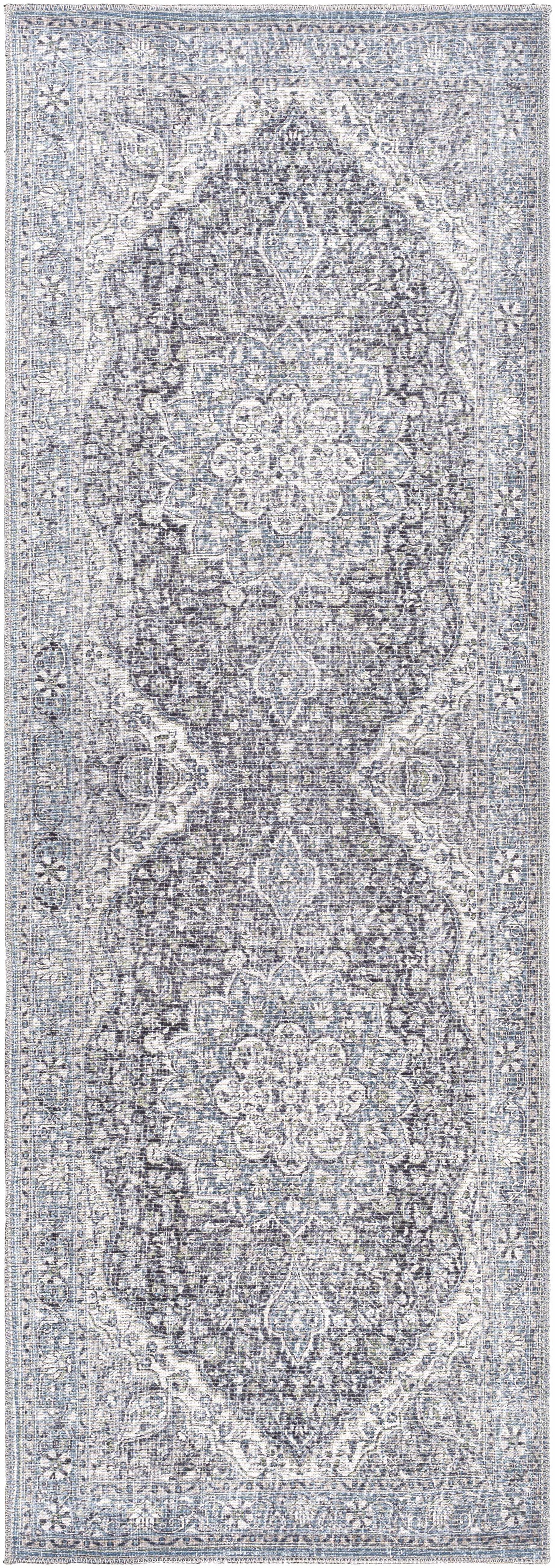 Blue Tavas Medallion Washable Area Rug - Clearance