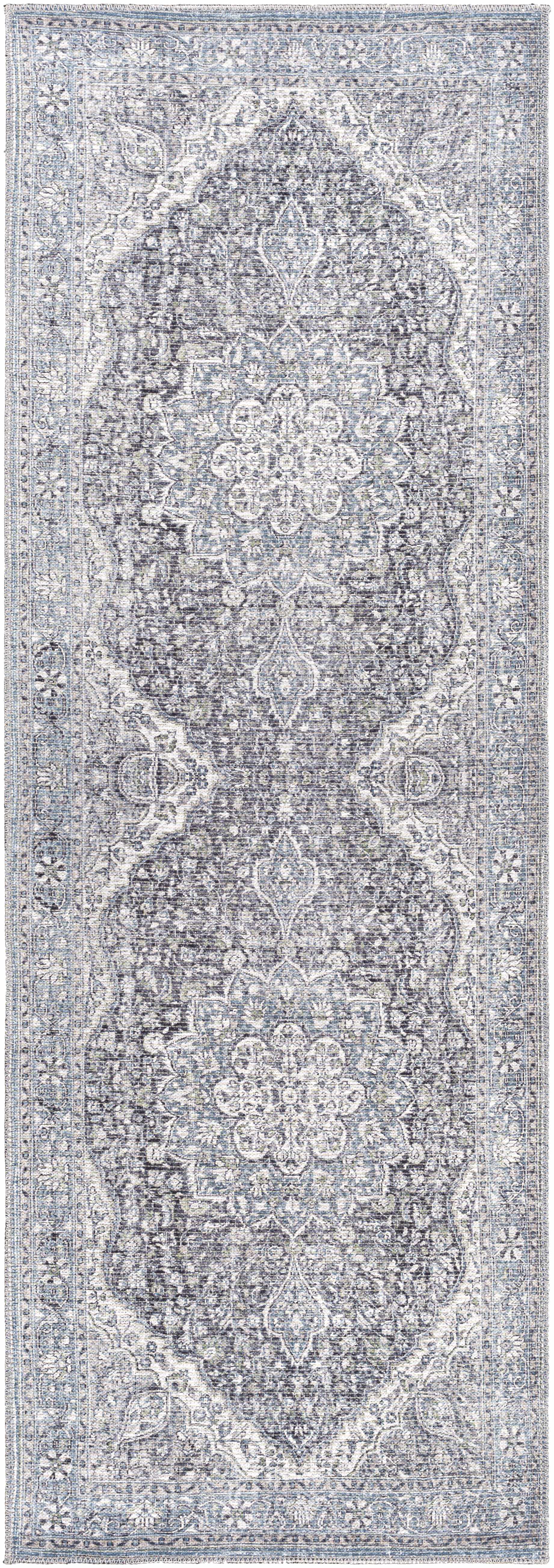 Blue Tavas Medallion Washable Area Rug - Clearance