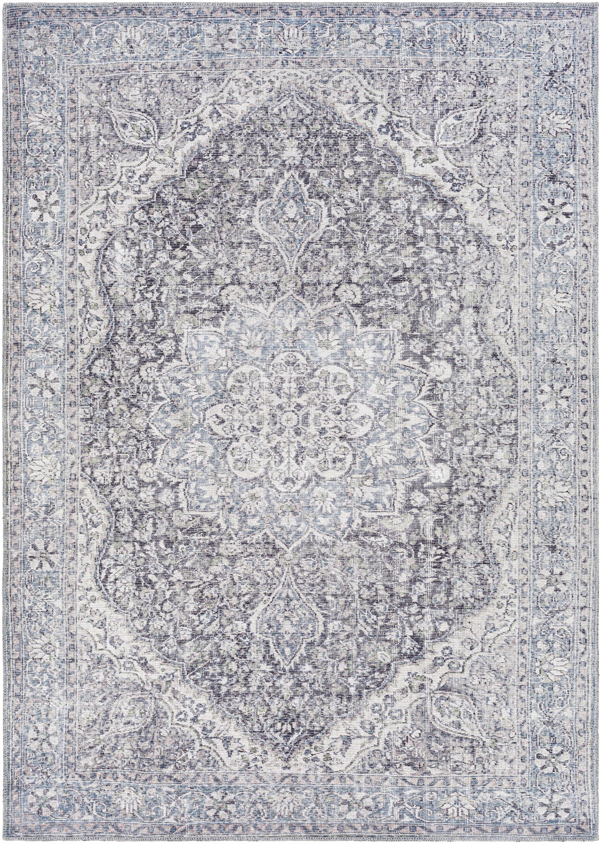 Blue Tavas Medallion Washable Area Rug - Clearance