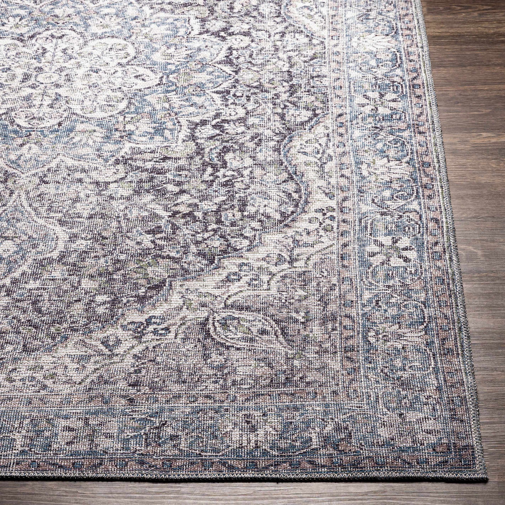 Blue Tavas Medallion Washable Area Rug - Clearance