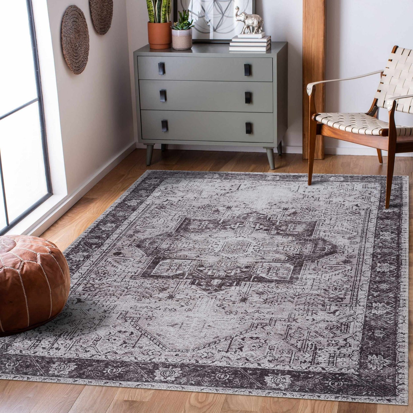 Rosman Gray Washable Rug - Clearance