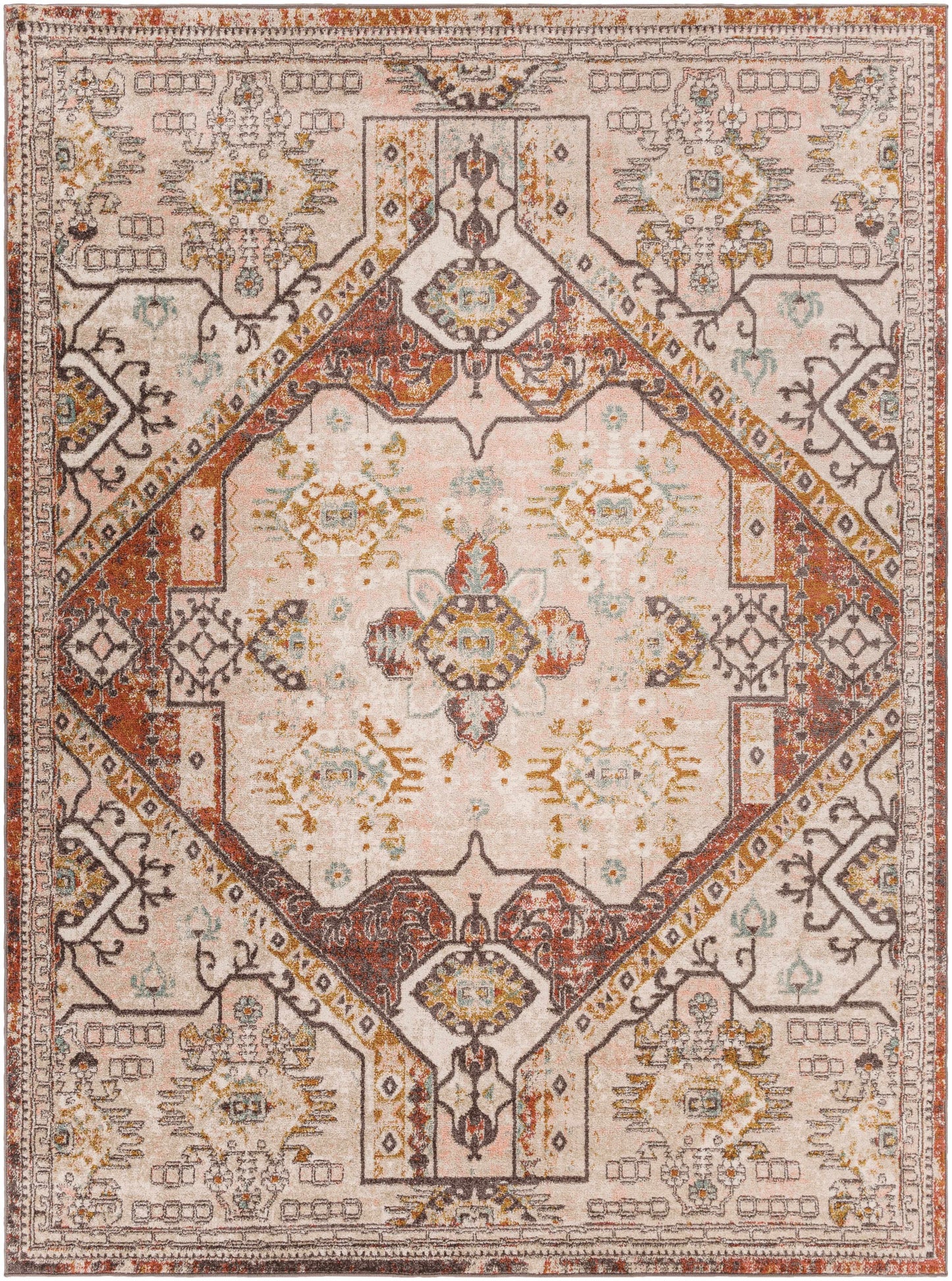 Yennora Brick Red Medallion Rug - Clearance