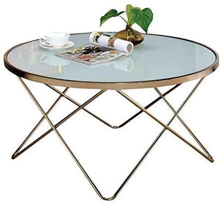 ACME Valora Coffee Table in Champagne & Frosted Glass 81825