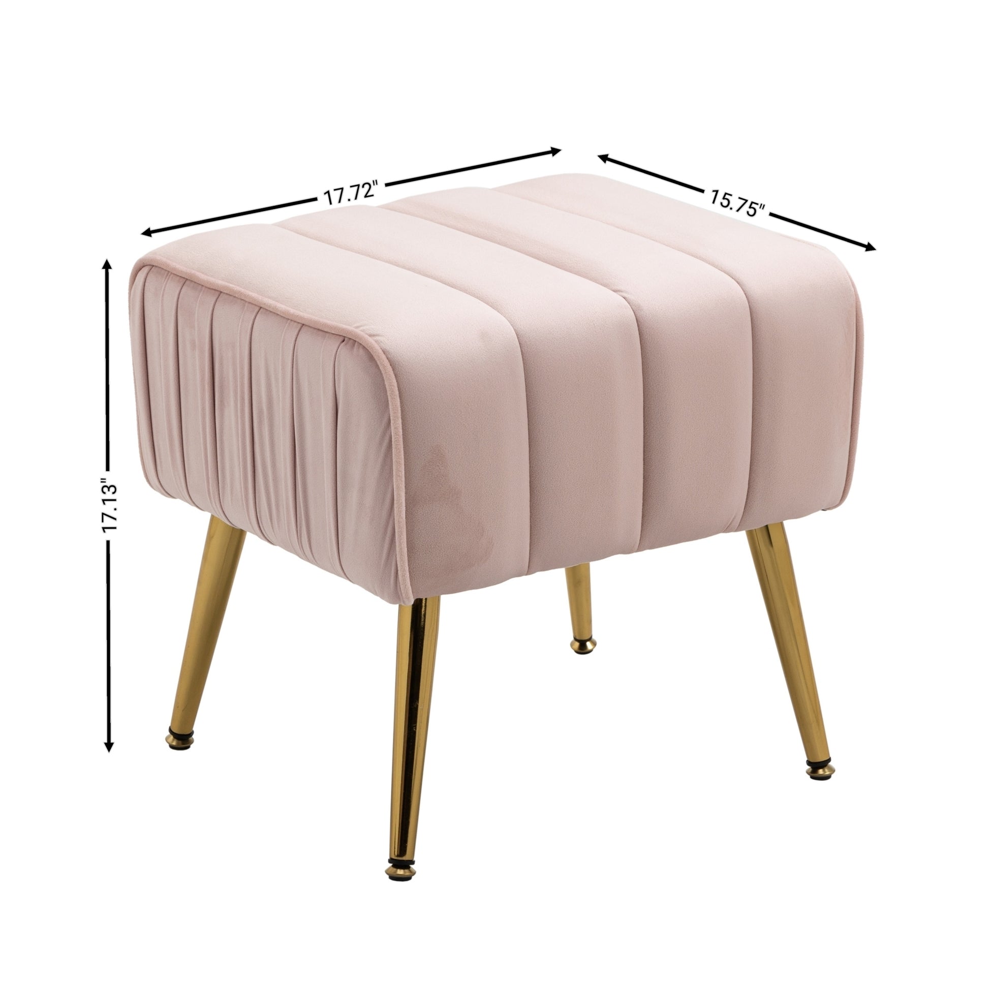 Velvet Accent Chair with Ottoman Set in Pink