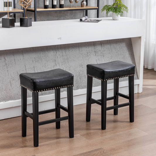 A&A 26" Backless Counter Height Stool in Black Set of 2