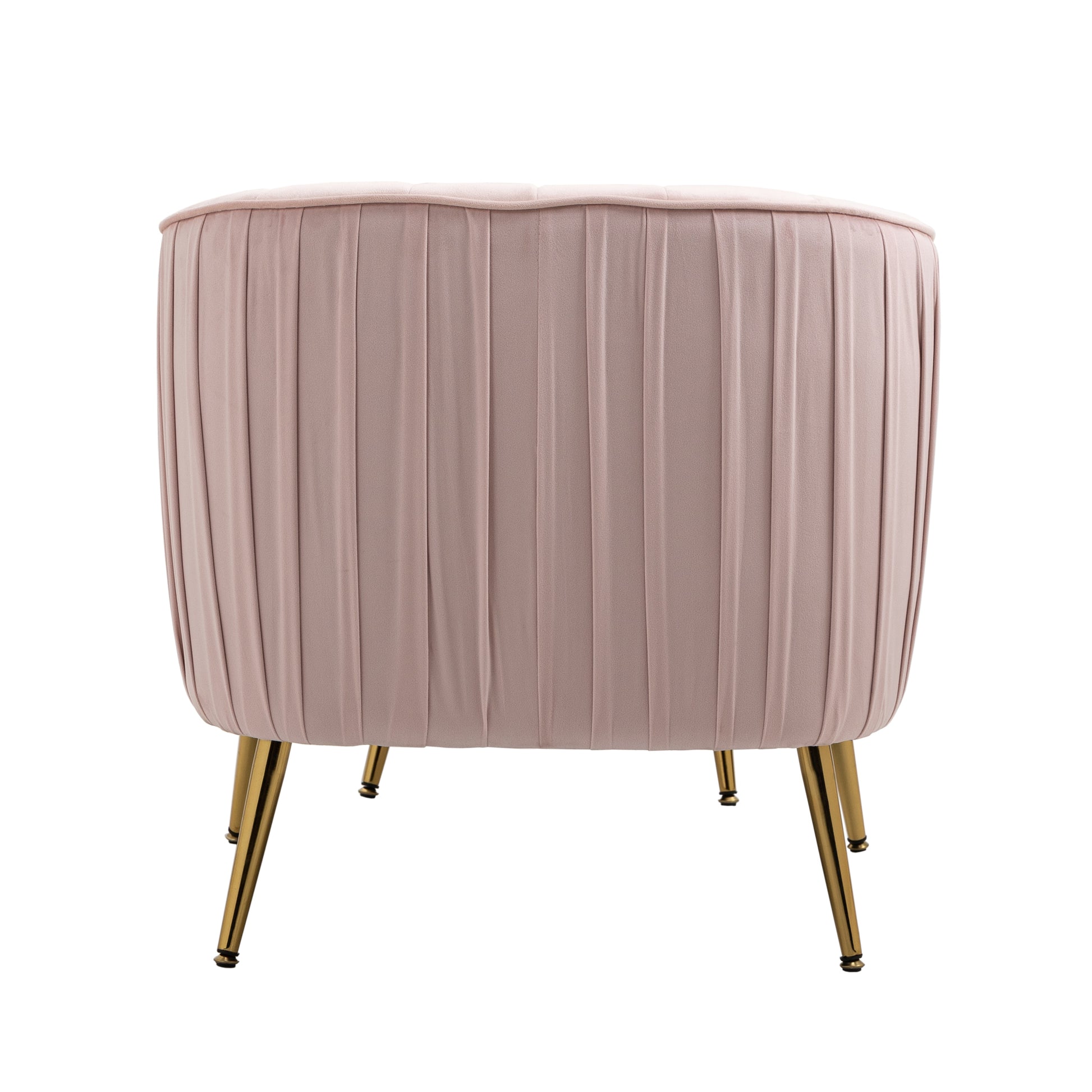 Velvet Accent Chair with Ottoman Set in Pink