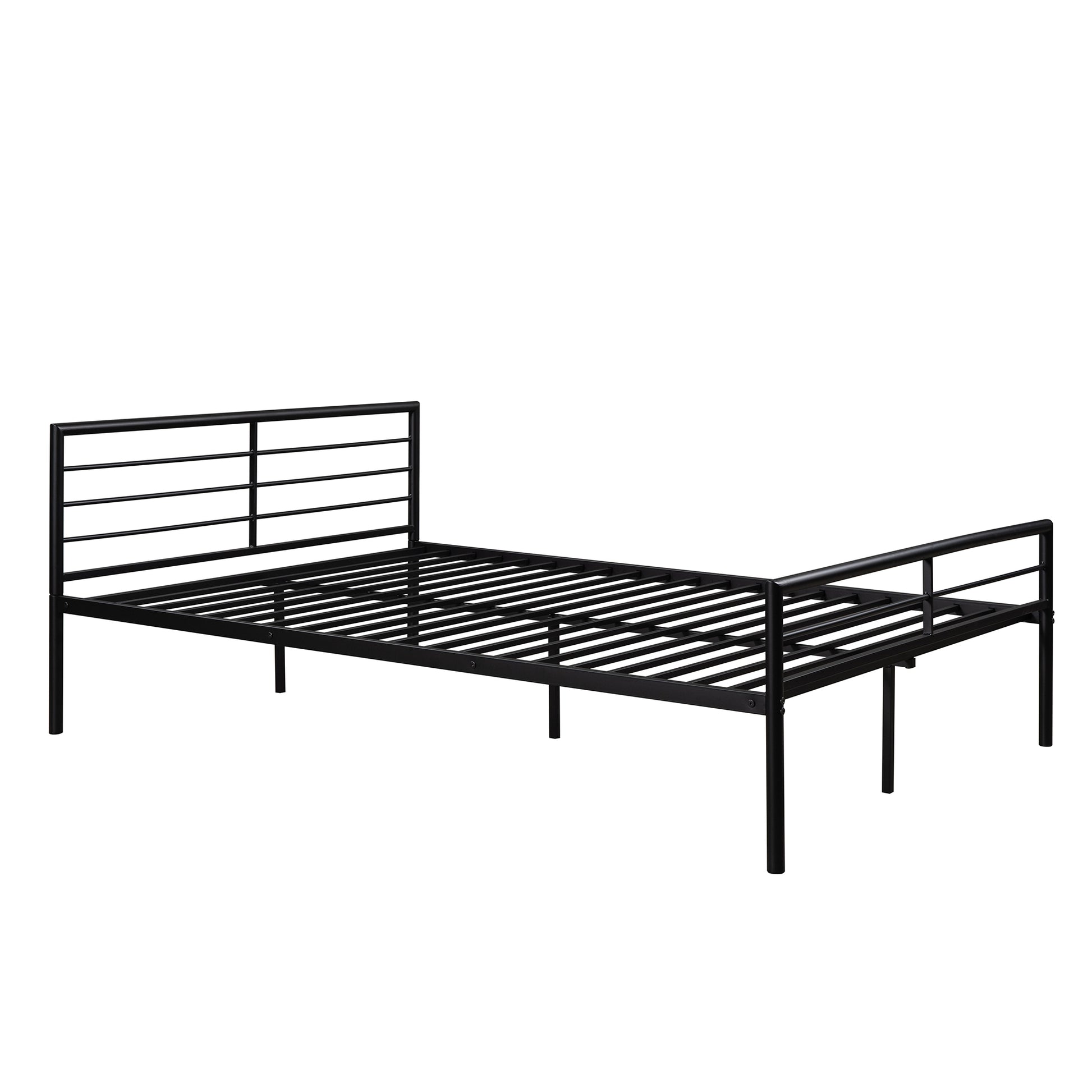 Homey Life Twin Over Full Metal Bunk Bed with Desk & Ladder in Black