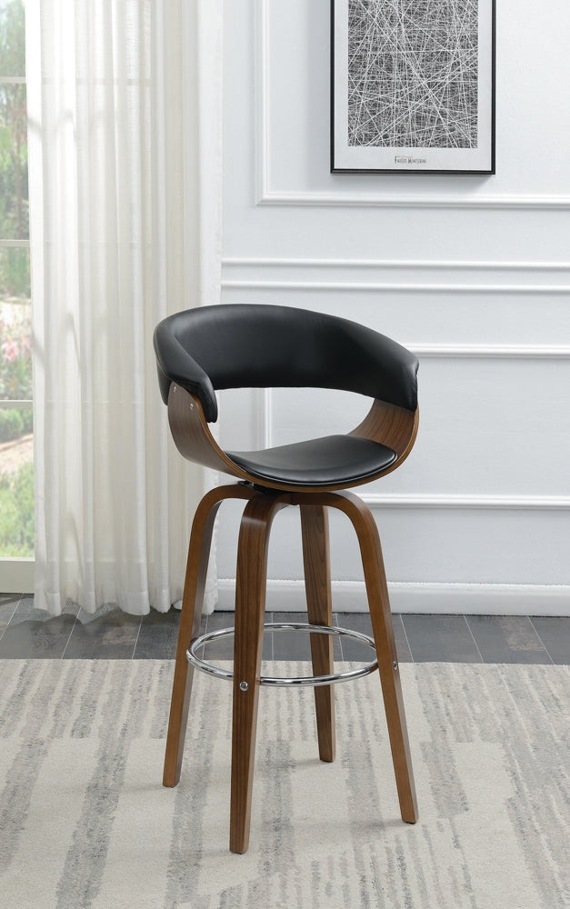 Bonnie Mid Century Modern Black & Walnut Bar Stool