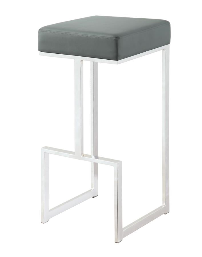 Square Bar Stool Grey And Chrome