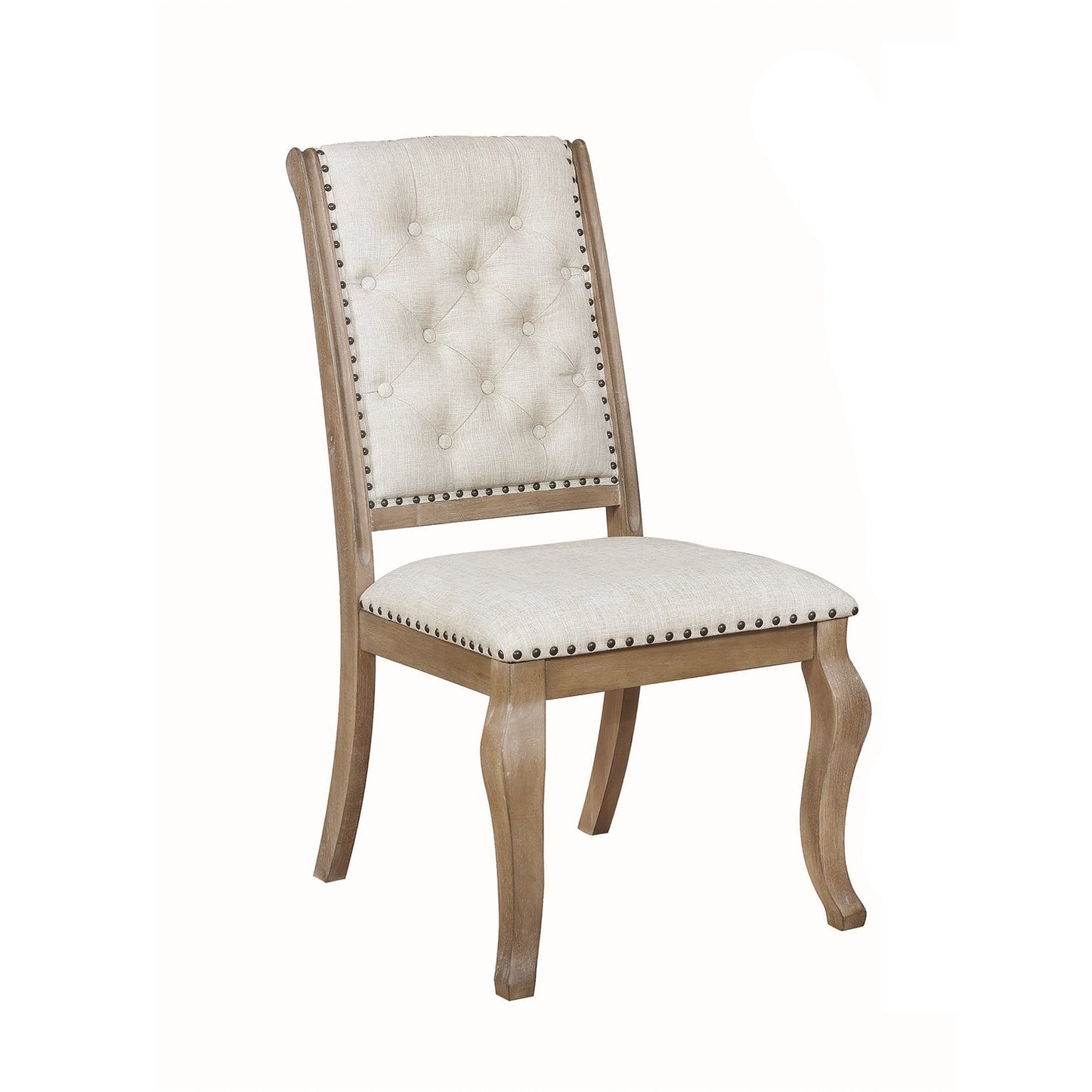 Glen Cove Traditional Cream Upholstered Side Chair Set of 2