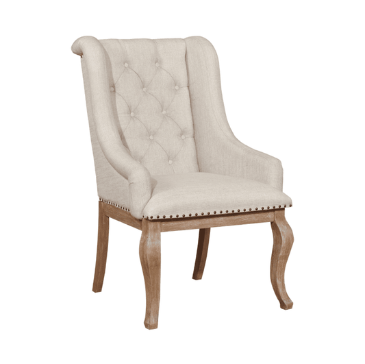 Brockway Cove Tufted Arm Chairs Cream And Barley Brown Set Of 2