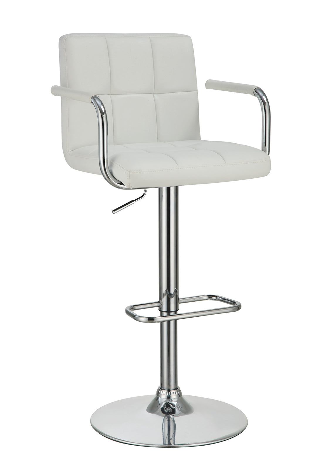 Madley Transitional Adjustable White & Chrome Bar Stool