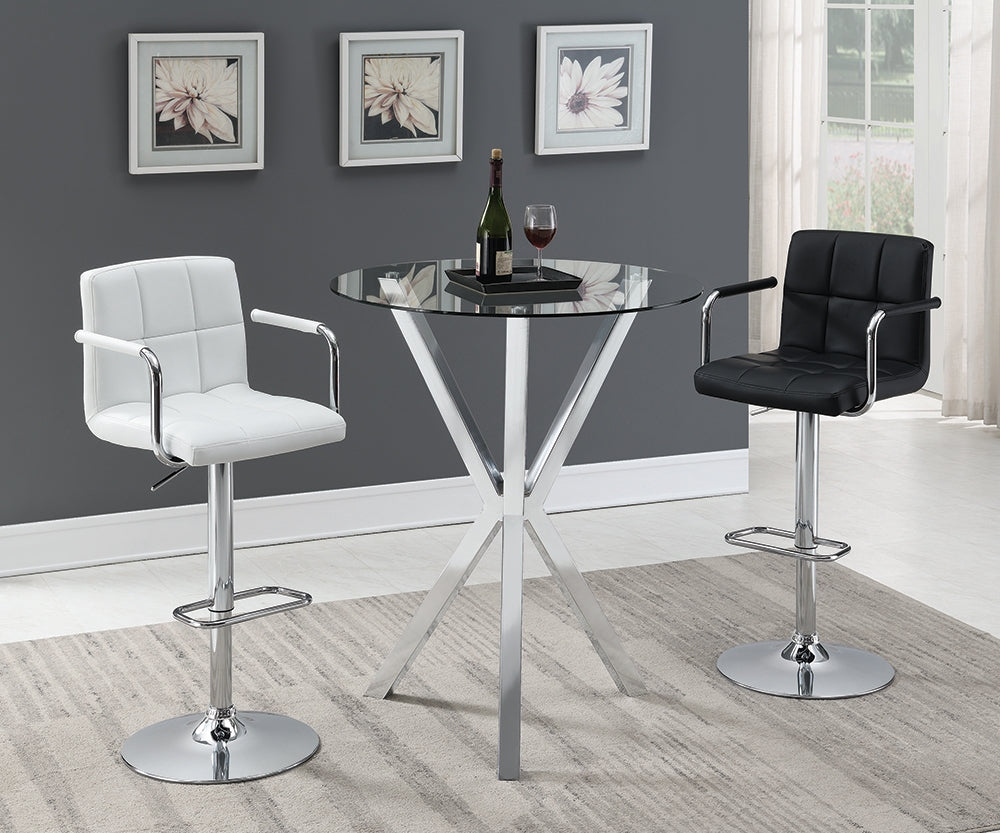 Madley Transitional Adjustable White & Chrome Bar Stool