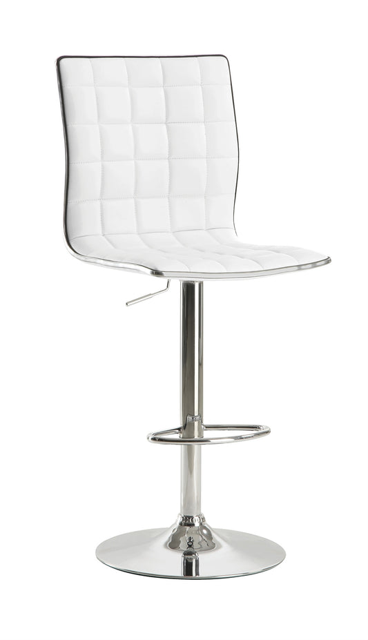 Tampa Adjustable White Leatherette Bar Stool Set of 2