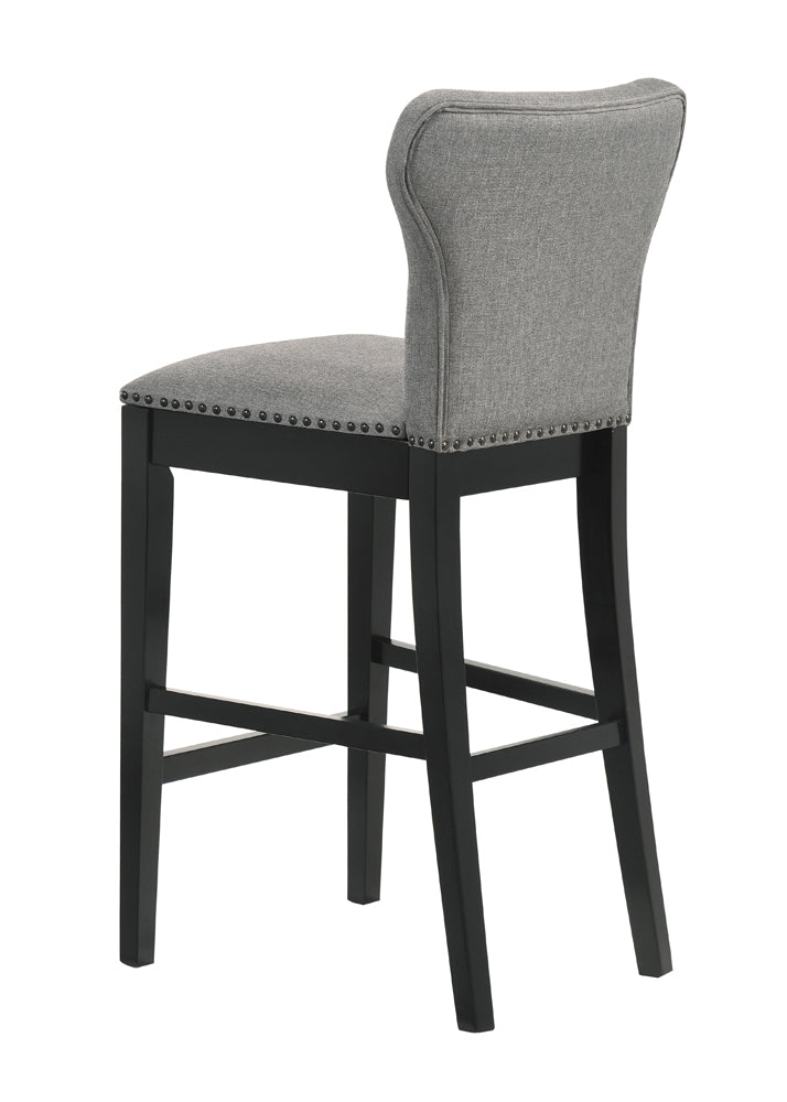 Upholstered Solid Back Bar Stools with Nailhead Trim Set of 2 Grey and Black