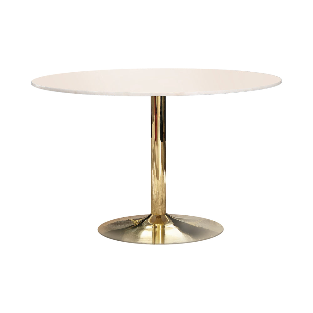 Kella 50" Round Dining Table Natural Marble and Gold