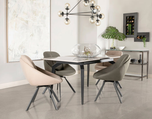 Mina Dining Set in Grey Ceramic and Sandy Black