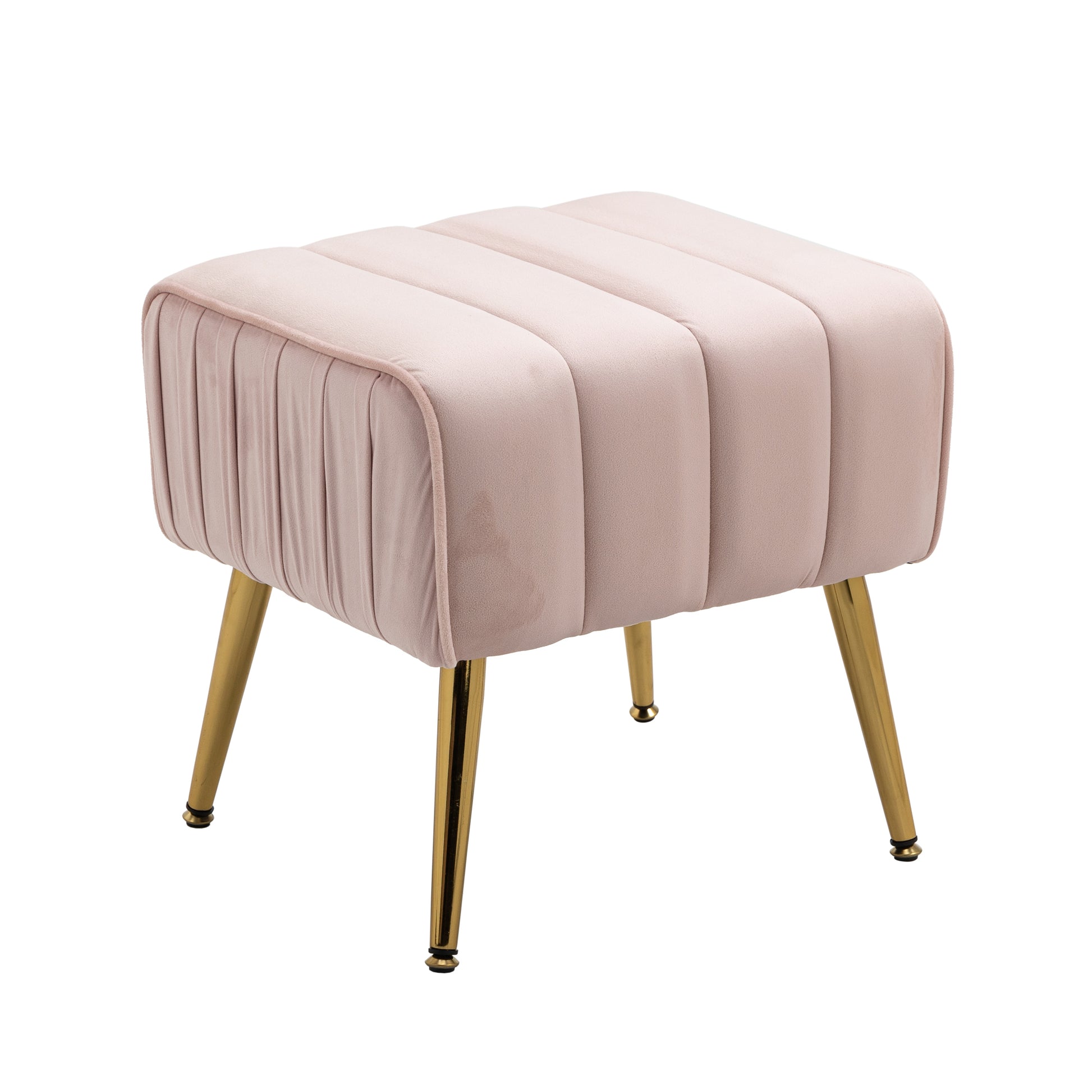 Velvet Accent Chair with Ottoman Set in Pink