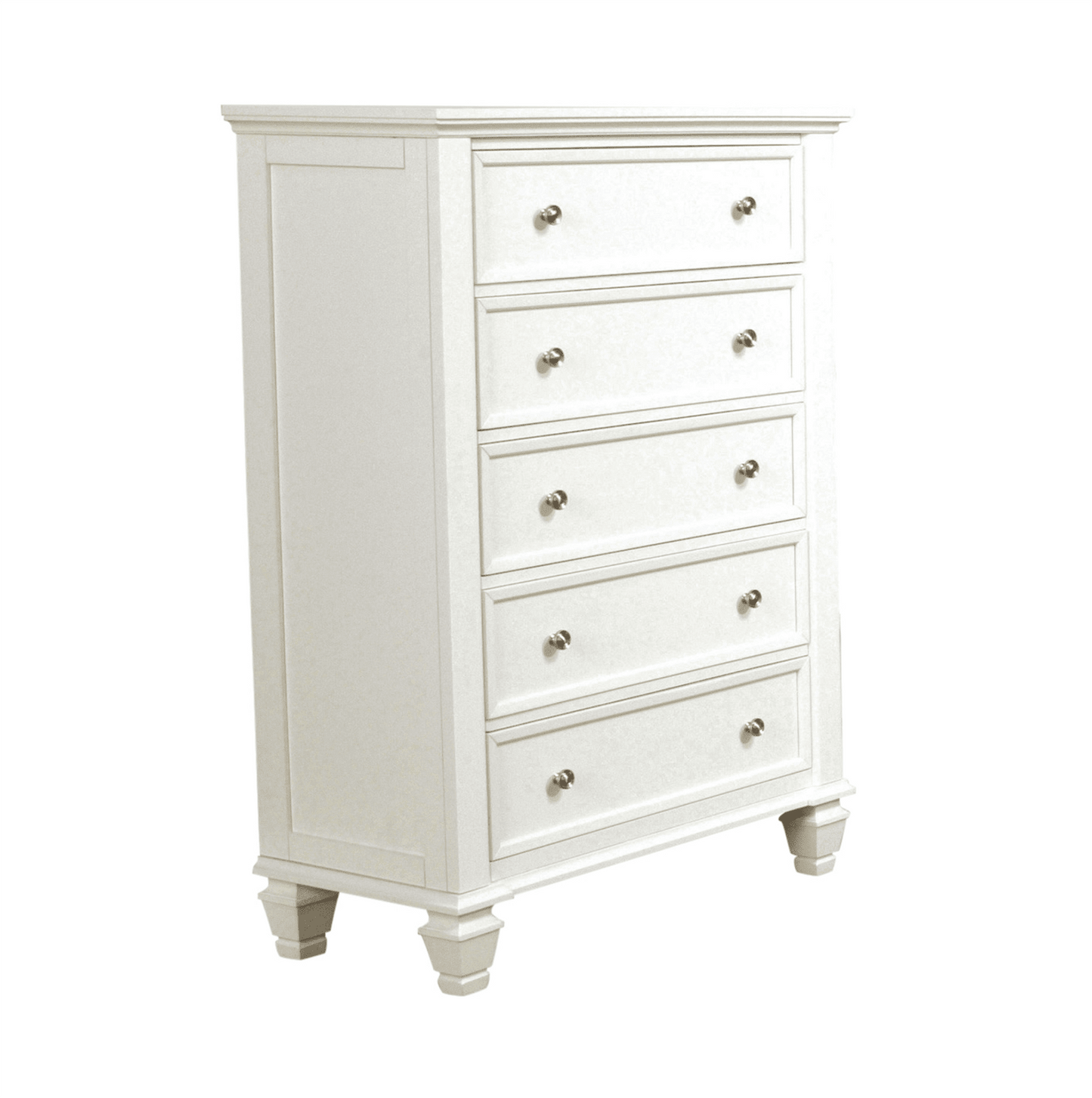 Sandy Beach Cottage Style 5 Drawer Chest in White