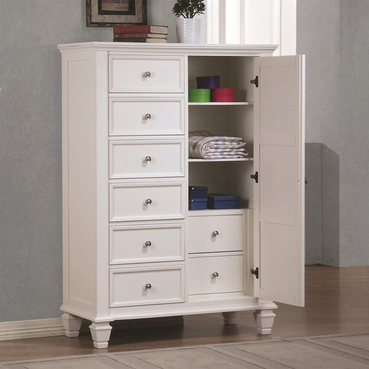 Sandy Beach II White Finish Door Dresser with Concealed Storage