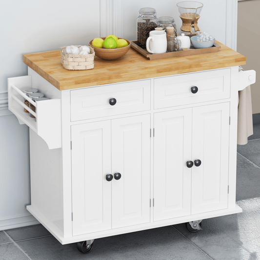 SpriBung Kitchen Island Cart - White