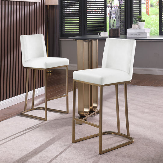 Woker Furniture Velvet Counter Height Chairs Set of 2 - White